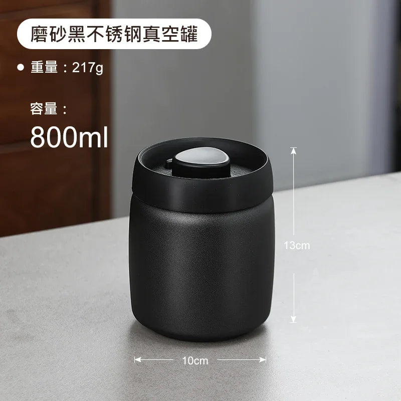 Stainless steel tea sealed jar Moisture-proof household tea storage jar press vacuum high-grade coffee bean sealed jar Oasis Select 800ml