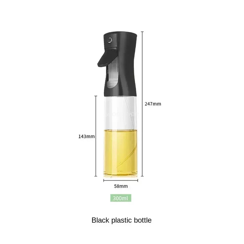 1PCS Black Transparent Kitchen Oil Bottle Cooking Oil Spray Olive Oil Bottle Fitness Barbecue Spray Oil Dispenser Household Oasis Select black 300ML