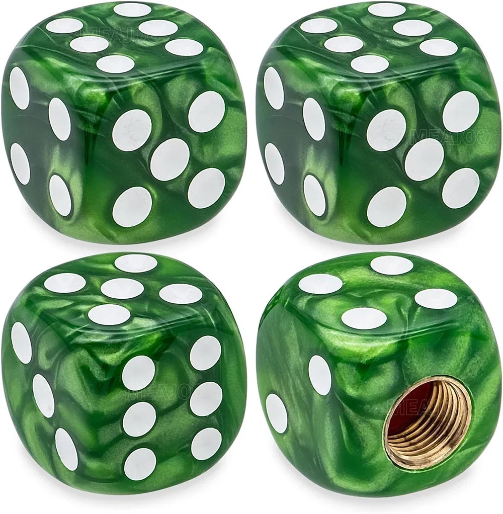 4PCS Pearl Pattern Dice Tire Valve Stem Caps Universal Tire Valve Stem Covers for Cars, SUV, Trucks, Bikes, Motorcycles Bicycles Oasis Select Green