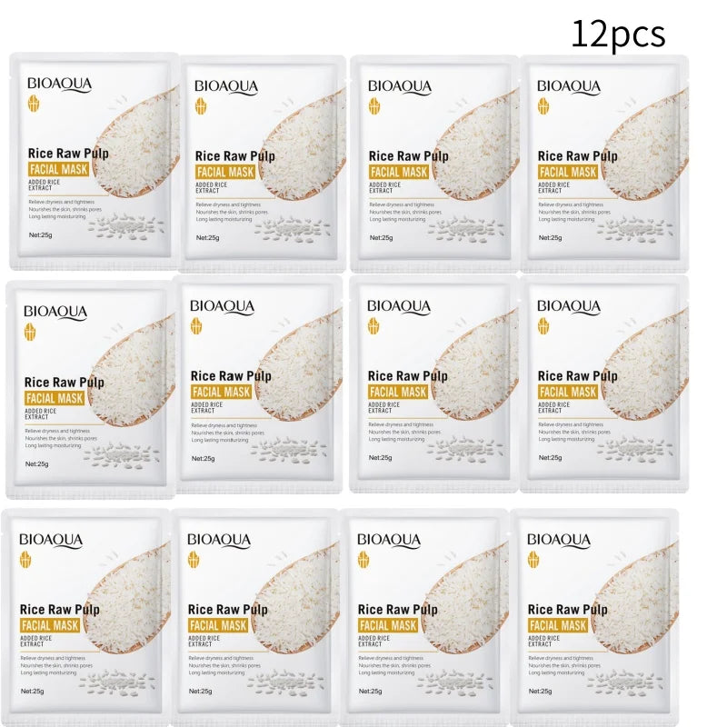 Rice Puree Facial Mask – Rice & Grape Seed Extract Sheet Mask Facial Sheet Mask Oasis Select 12Pcs