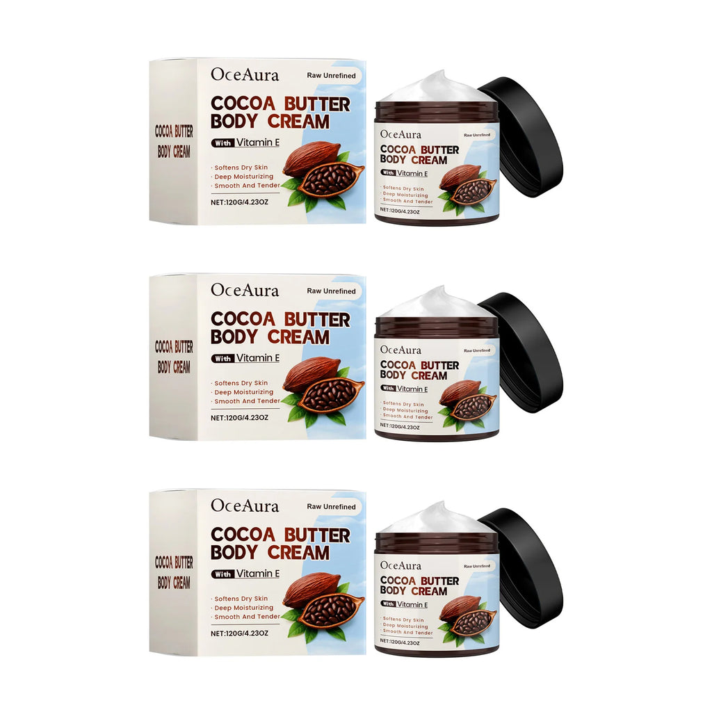 Cocoa Butter Body Lotion Intense Moisturizing Nourishing Cream Smooth Soft Skin Brightening Non-Greasy Winter Skin Care Oasis Select 3 x 120g Boxed