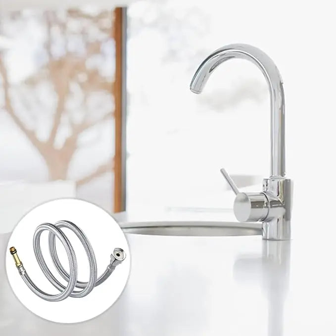2pcs 1/2'' Stainless Steel Nylon Braided Tube Pipe Hose Silicone Plumbing Thermoresistant Tap Basin Faucet Sink Kitchen Bathroom Oasis Select