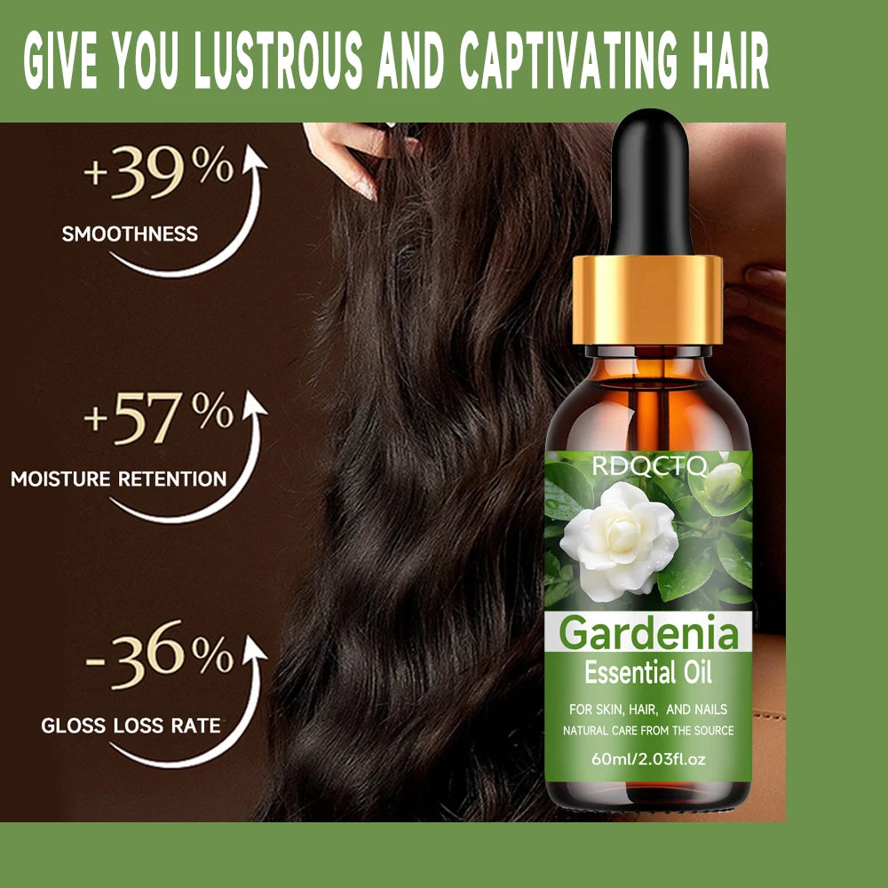 Natural Gardenia Essential Oil for Skin, Hair & Nail Care: Pure Floral Moisturizing Oil with Dropper 40/60ml Oasis Select