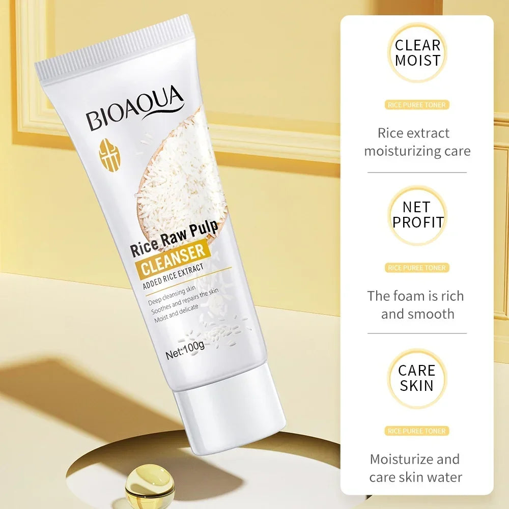 BIOAOUA Rice Cleanser Raw Pulp Oil Control Moisturizing Deep Cleaning Care Skin 100g Oasis Select