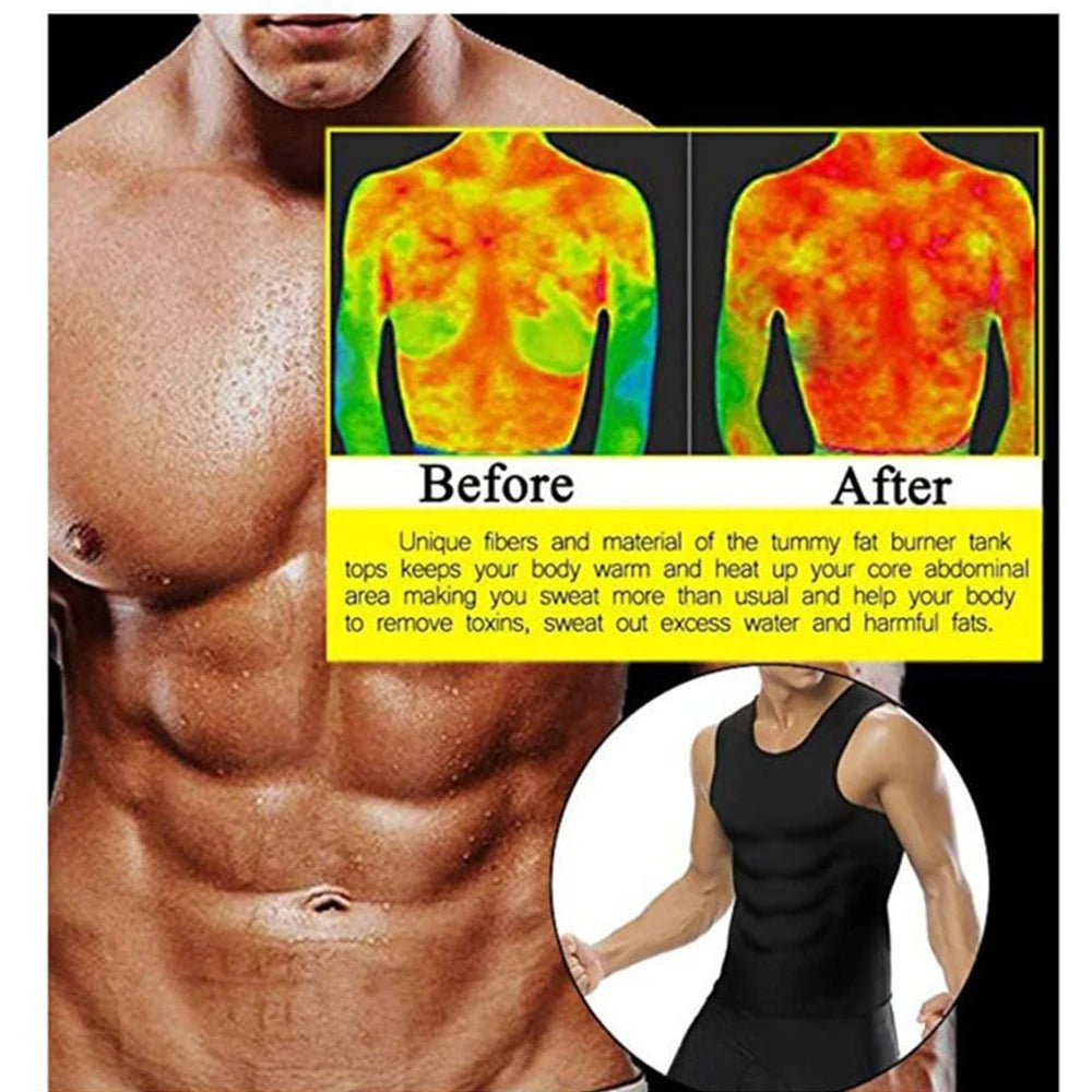 Men's Sauna Waist Trainer Vest Sweat Vest with Trimmer Belt Workout Tank Top Body Shaper Fitness Slimming Shirt Shapewear Oasis Select