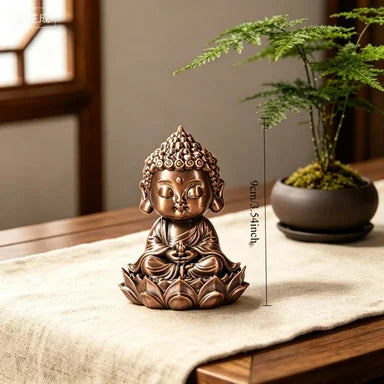 Retro Miniature Meditation Buddha Figurines Zen Style Statues Meditating Buddha Ornaments for Home Tea Room and Meditation Decor Oasis Select Lotus Buddha Bronze 9x7.2x7.5cm