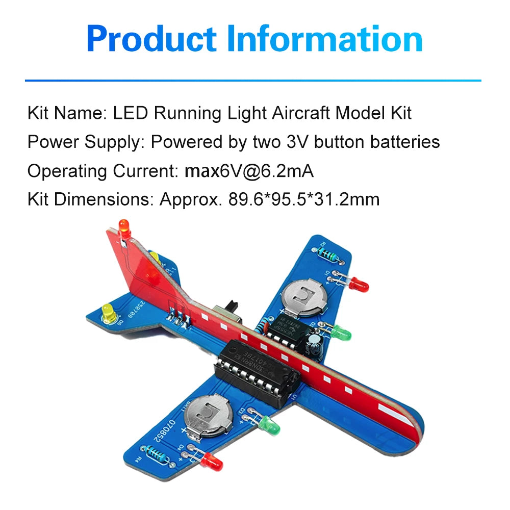 DIY Electronic Kit Small Airplane CD4017 LED Flow light Lamp Welding Practice Electronic Science Assembly Kit Flashing Fun Parts Oasis Select