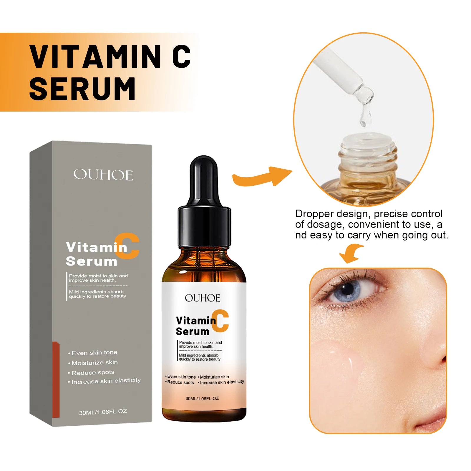 Anti Aging Facial Serum Vitamin C Reduce Fine Lines Forehead Wrinkles Moisturizing Smoothing Skin Repairing Firming Face Serum Oasis Select