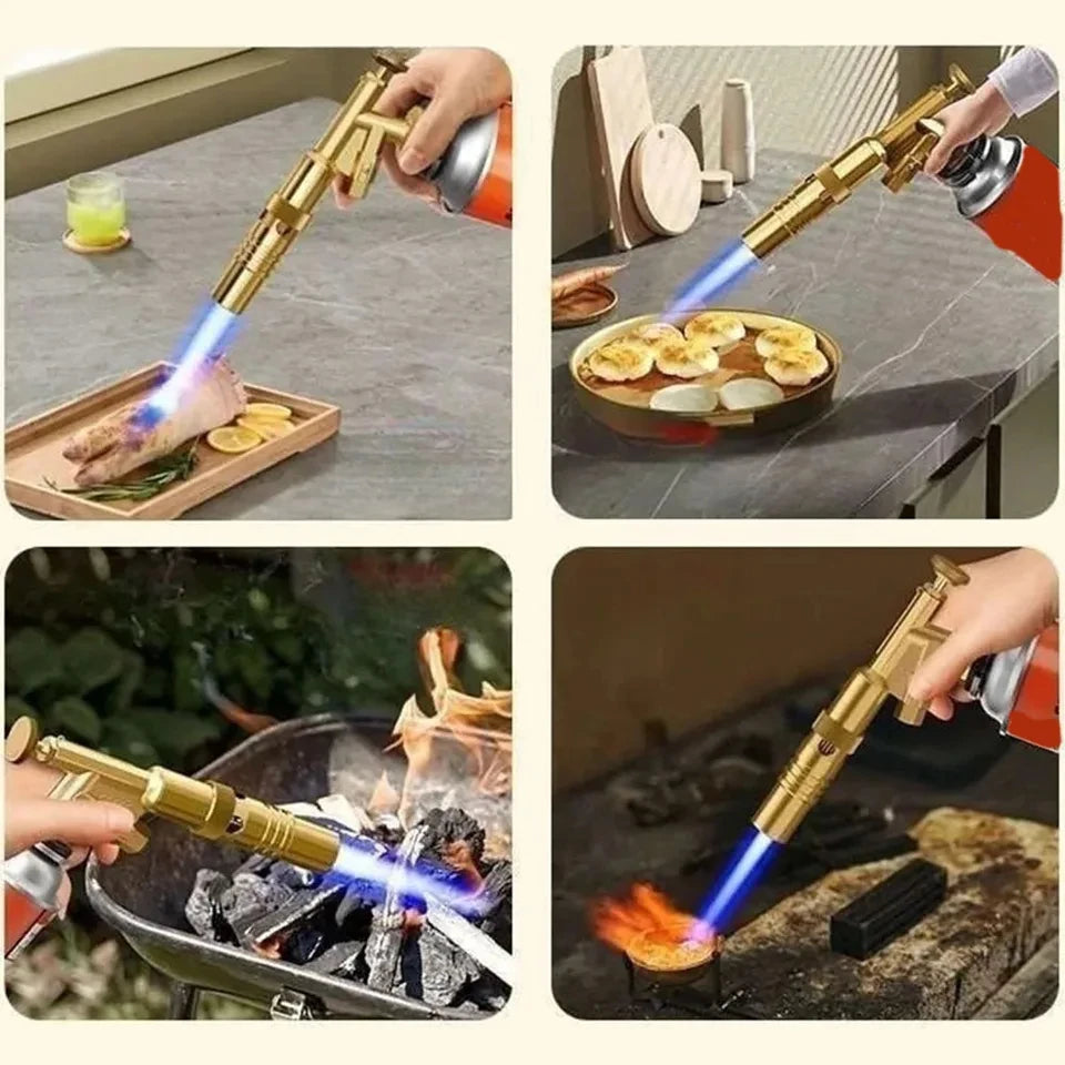 Portable Gold Copper Gas Welding Torch High Temperature Flame BBQ Cooking Brazing Tool for Outdoor Heating And Metal Joining Oasis Select
