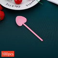 100pcs Heart Shape Disposable Spoons - Colorful Long Handle Dessert Spoons For Ice Cream, Cake, Pastry, Mooncakes | Cute Party Oasis Select A4