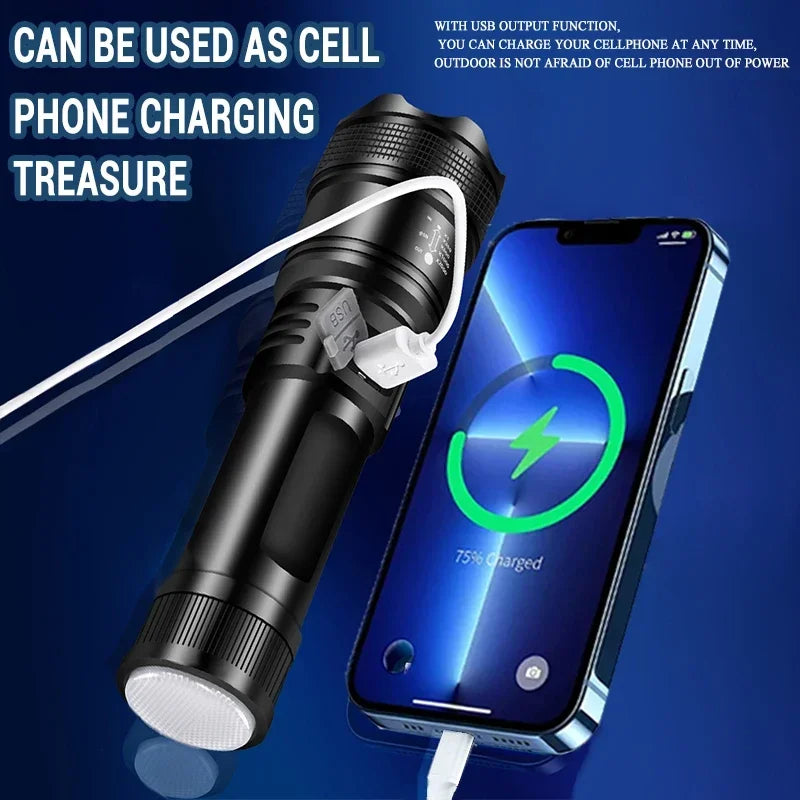 Powerful P70 Led Flashlights 5000LM Ultra Bright Tactical Light Emergency Spotlights Telescopic Zoom Light Built-in Battery Oasis Select