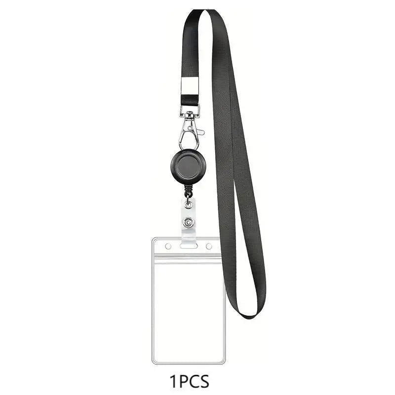 Retractable Badge Reel & Waterproof PVC ID Card Holder 1/2/3 Pk