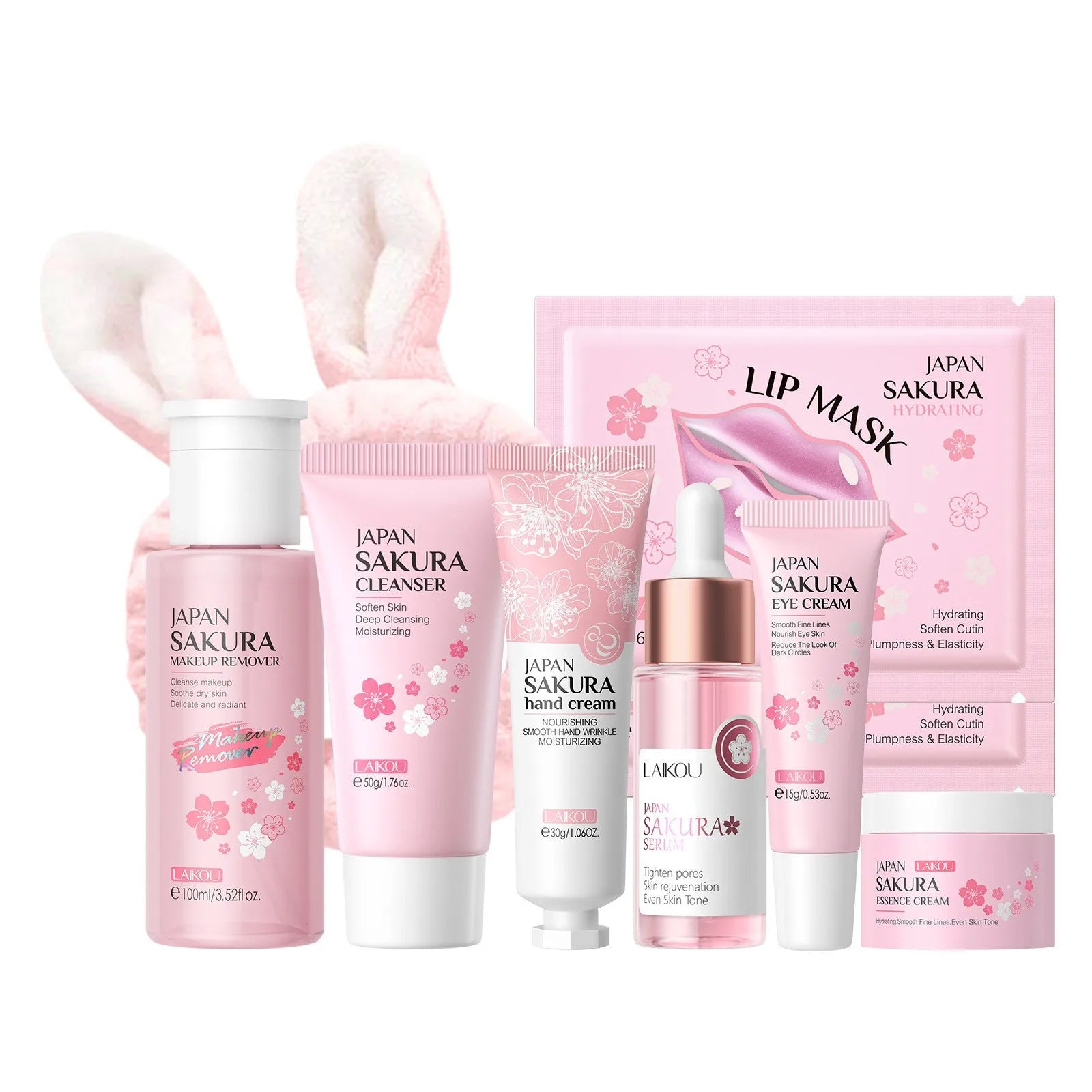 LAIKOU Sakura 7-Piece Skincare Set – Hydrate, Brighten & SPF 50