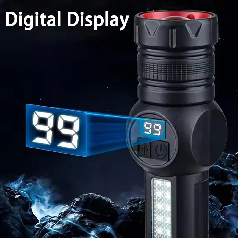 Mikenoon Tactical LED Flashlight – Zoom, USB-C, COB & Magnet