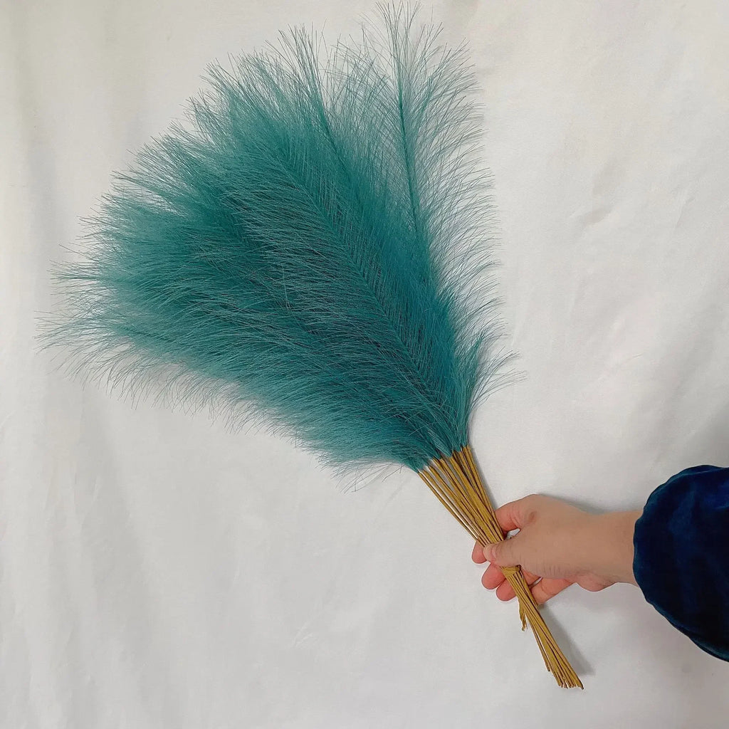 5PCS Artificial Pampas Grass Artificial Flower Home Party Table Flower Arrangement Decoration Wedding Decor Fluffy Reed Grass Oasis Select LIGHT BLUE 5pcs