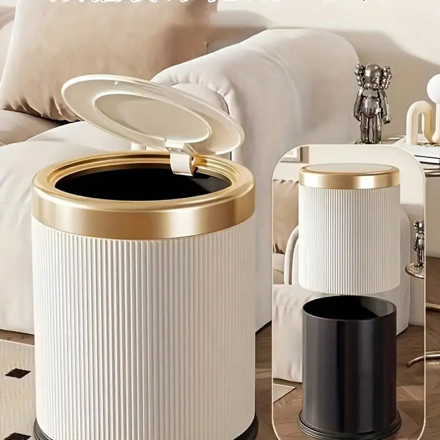 Fashionable Circular Wastebasket Durable Plastic Recycle Bin Large Capacity Double Double-layer Kitchen Garbage Cube Trash Can Oasis Select