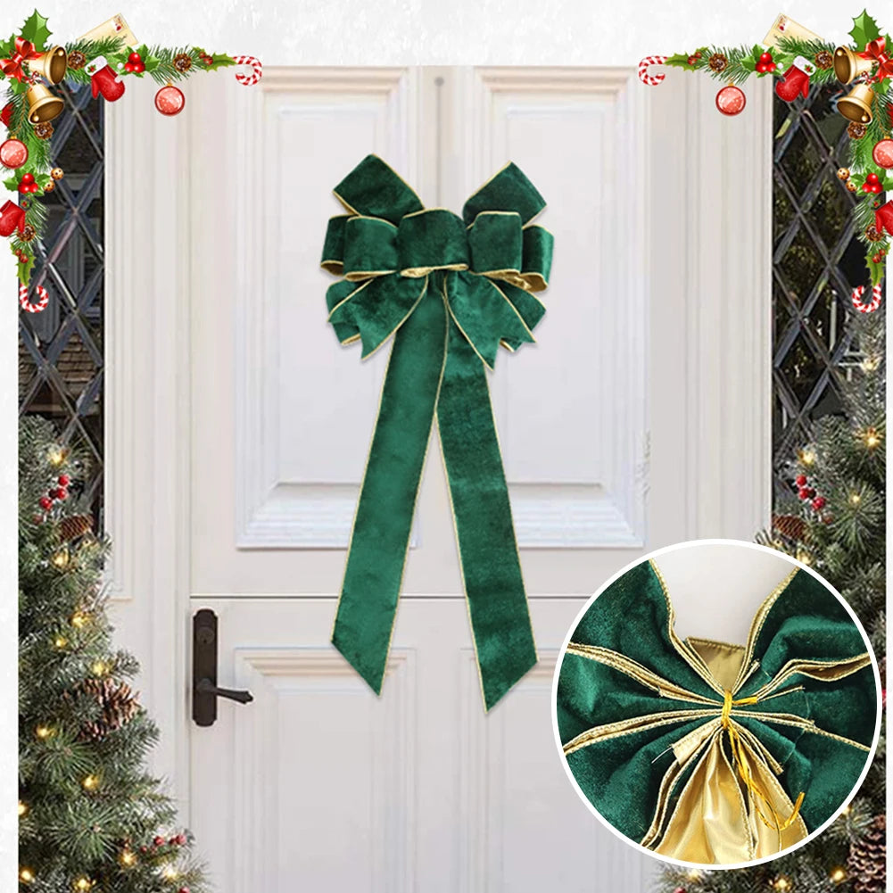 Brand New Christmas Bows Xmas Tree Pendant Home Decor Navidad New Year Red Green Blue DIY Party Supplies Flannelette Oasis Select