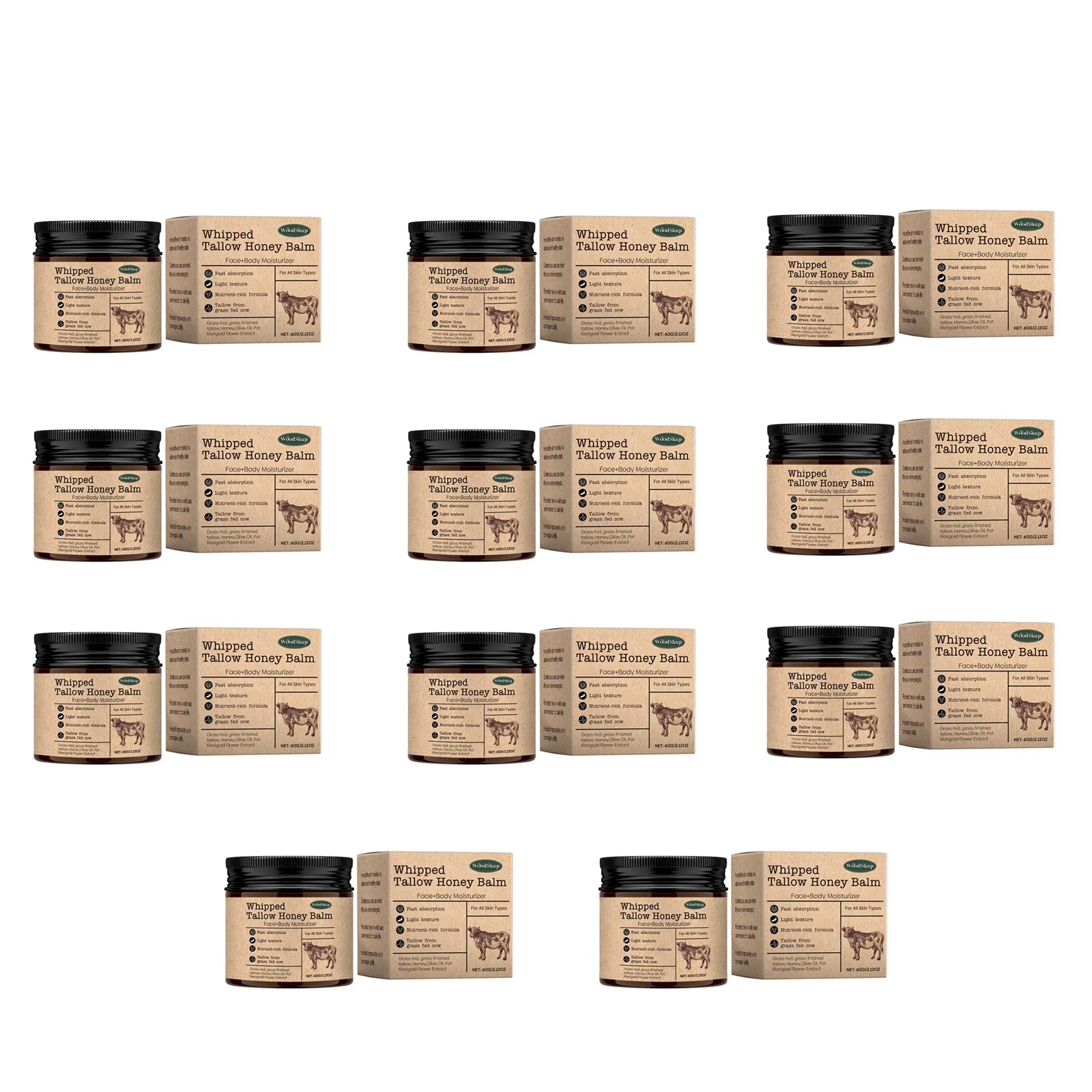 WoodSleep Beef Tallow & Honey Face Body Cream – Deep Moisture Tallow Face Body Cream Oasis Select 660g boxed