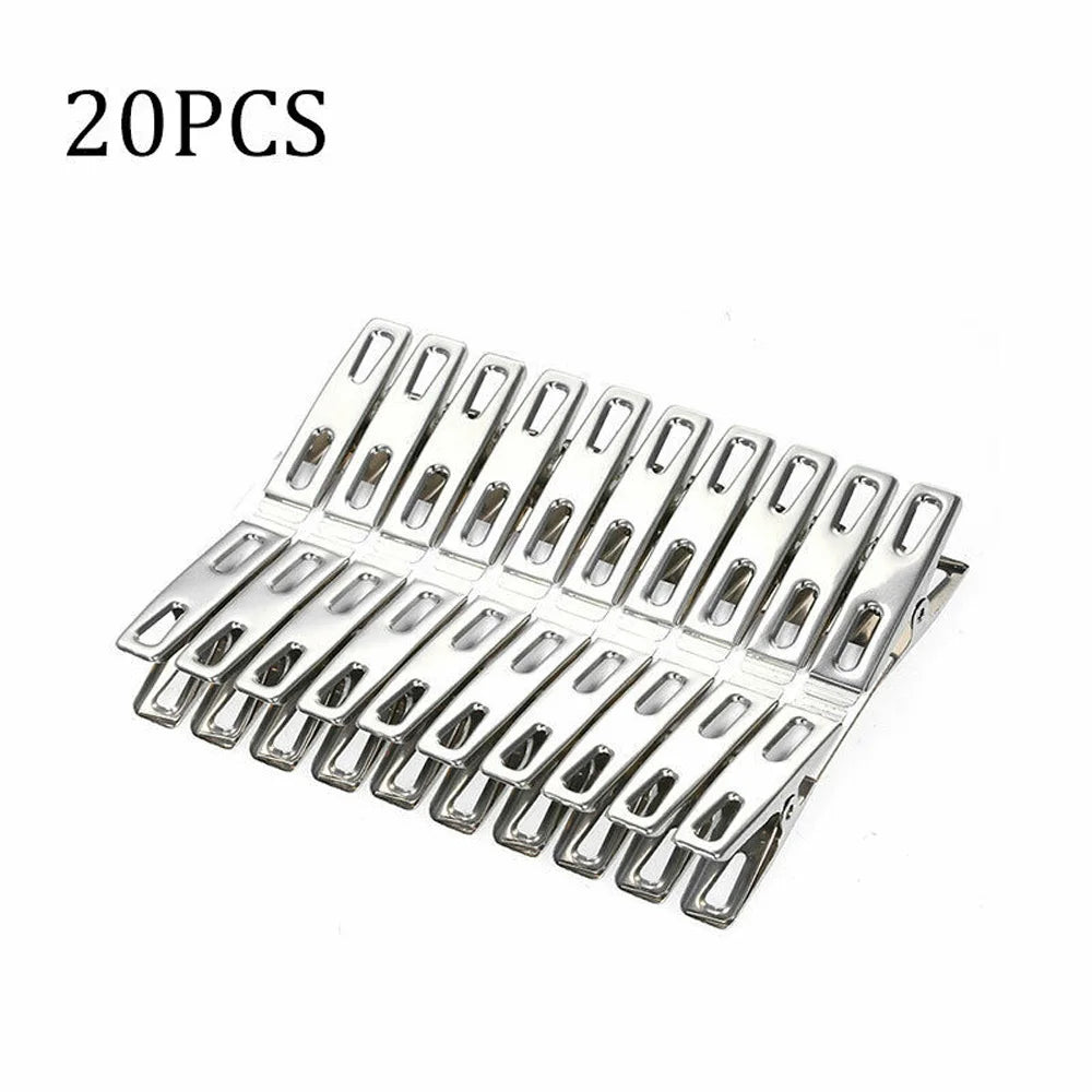 Stainless Steel Windproof Clothes Pegs – 20 or 40 Pack Clothes Pegs Oasis Select silver 20 Pcs