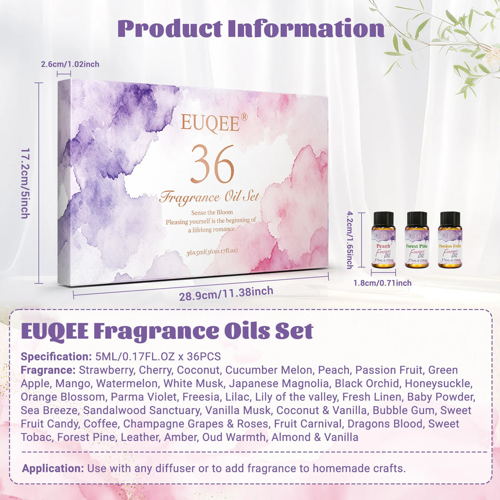 EUQEE 36-Piece Fragrance Oils Set – Candle & Diffuser Making