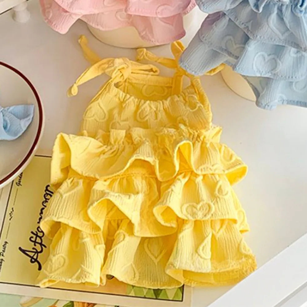 Fashion Cute Pet Love Strap Cake Skirt Breathable Thin Design Pet Summer Clothes Soft Dog Vest Spring/Summer Oasis Select Yellow L