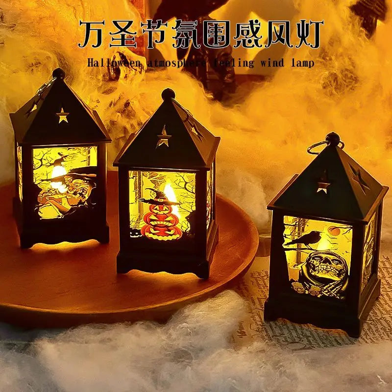 Creative Halloween Portable Pumpkin Wind Lantern Atmosphere Ornaments Holiday Decorations Photo Props Halloween Gifts Oasis Select