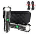 High Strong Power Led Flashlights 1000LM Tactical Torch with Display Light Rechargeable Camping Fishing Emergency Zoom Lantern Oasis Select 2PCS Flashlight-Box ZOOM