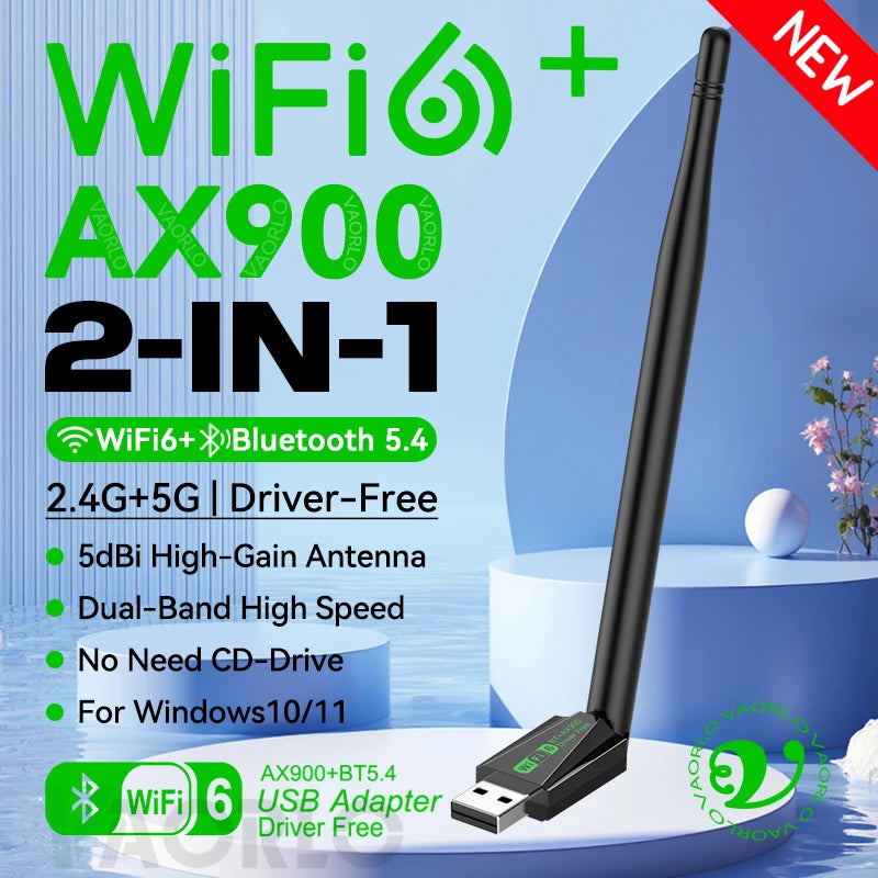 900Mbps WiFi6 Adapter Bluetooth 5.4 2.4G/5Ghz WiFi Dongle AX900 With Antenna Wireless Network Card Receiver WIN10/11 Driver Free Oasis Select