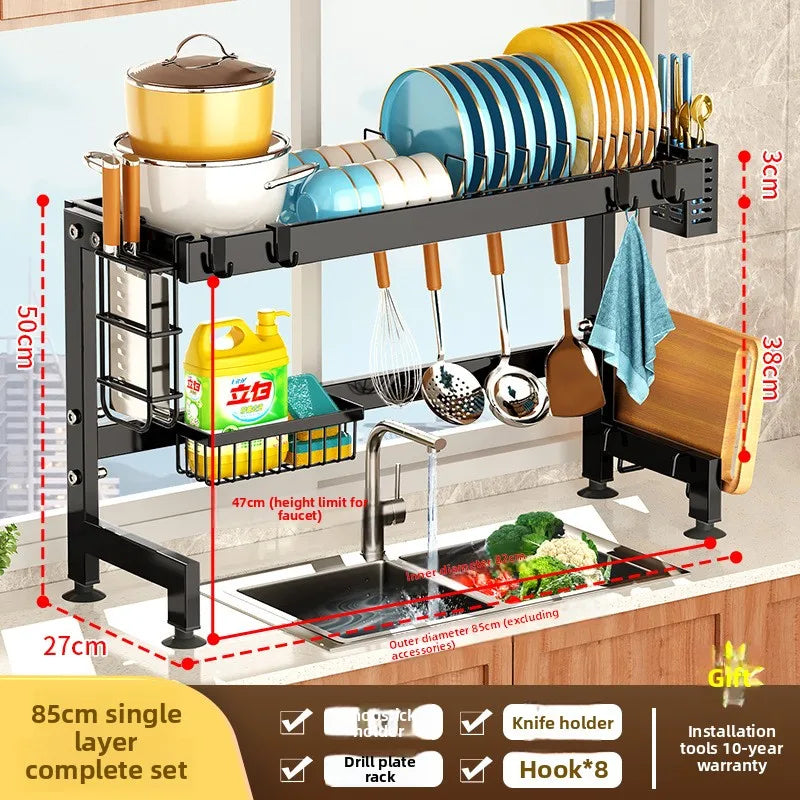 Kitchen Sink Shelf Multifunctional Dish Rack Drain Rack Countertop Dish Rack Storage Rack Sink Storage Oasis Select 85Cm-full set of 1C