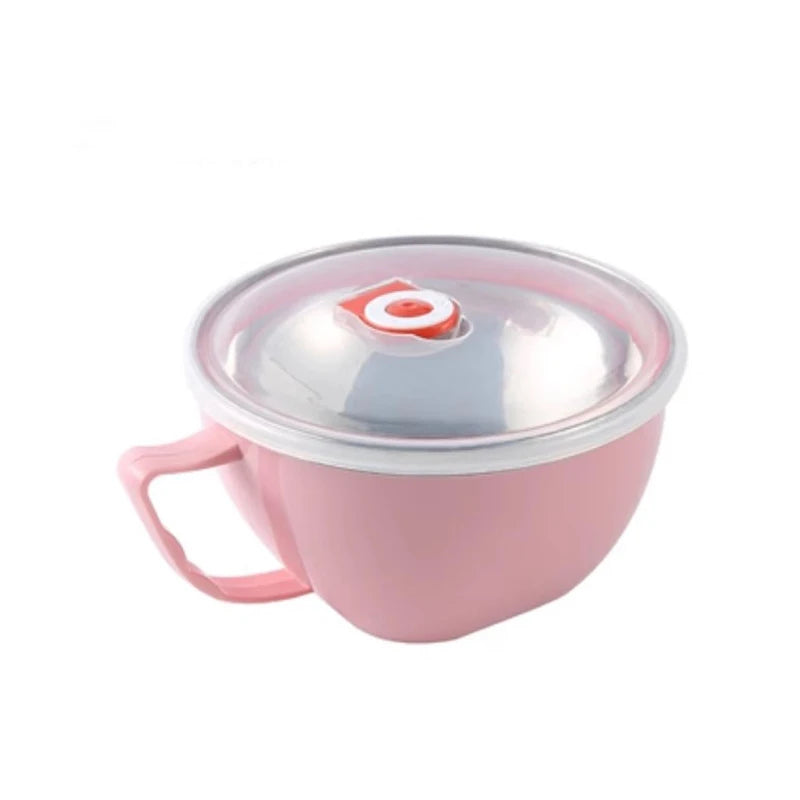 Stainless Steel Bowl with Handle – Anti-Scald Noodle Bowl Stainless Steel Bowl Oasis Select Pink