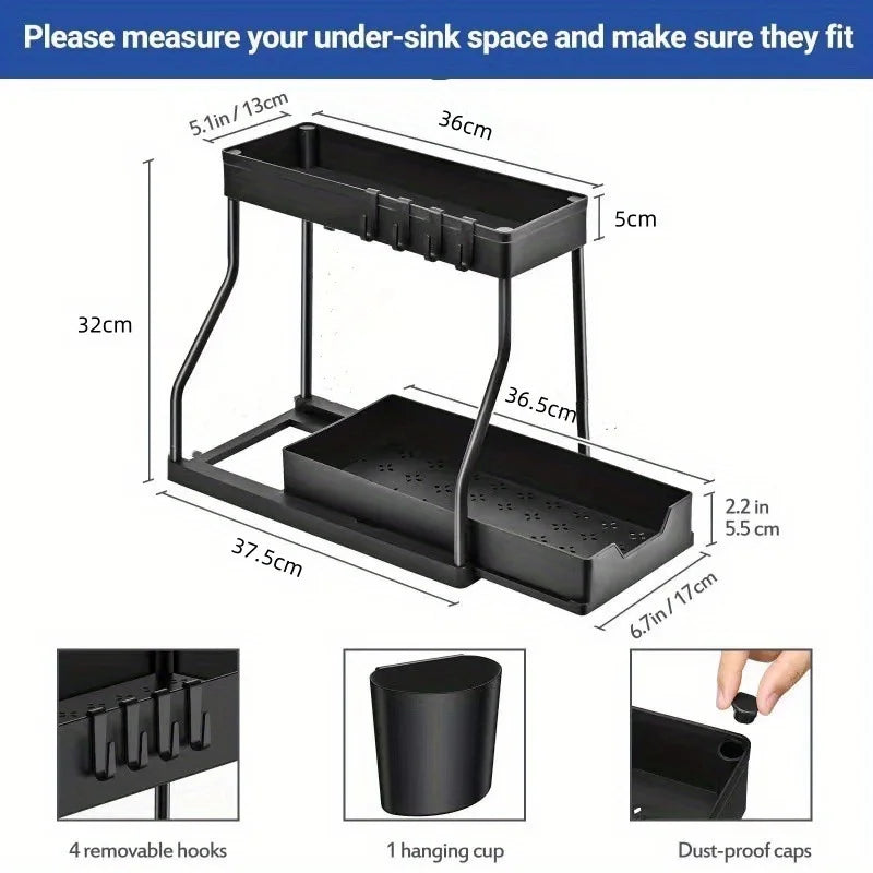 Multi-layer Pull-out Finishing Seasoning Household Kitchen Rack Bathroom Sink Layered Sundries Storage Rack Oasis Select