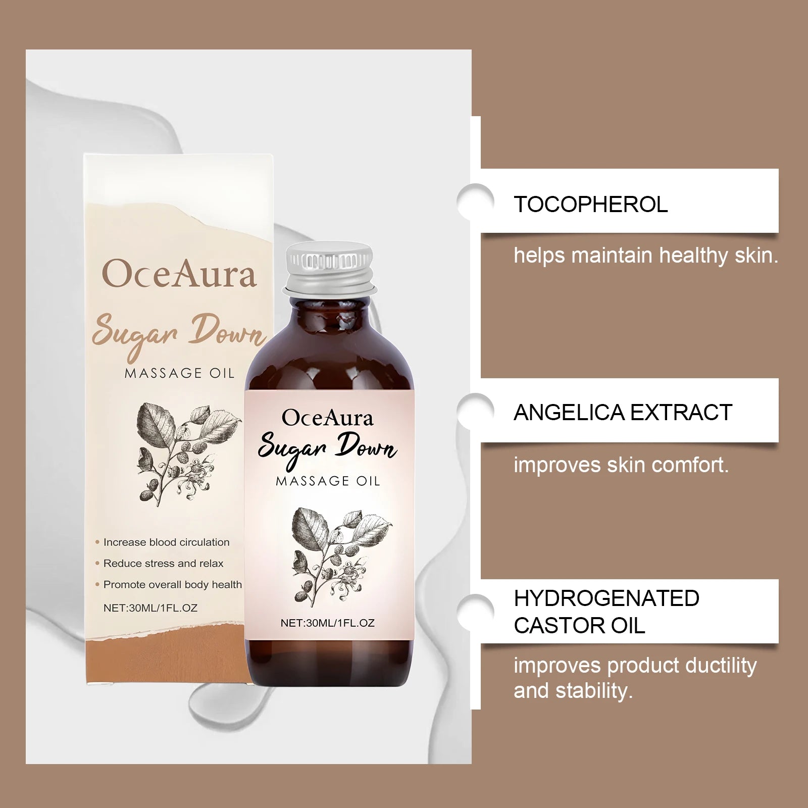 Body Care Massage Oil Deeply Nourishes Improves Dryness and Relaxation of The Skin Fragrant Soothing Moisturizing Glossy Texture Oasis Select