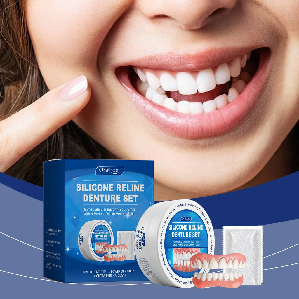 1pcs Silicone Denture Set Temporary Dentures Fit Mouth Cavity Perfect Smile Comfortable Fake Tooth Tool Simulation Teeth Braces Oasis Select