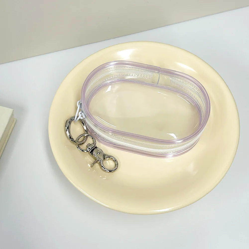 Portable Mini Clear Zipper Storage Bag Keychain Cartoon Doll Children Toy Mystery Box Organizer For Earphones Chargers Gift Bag Oasis Select Purple
