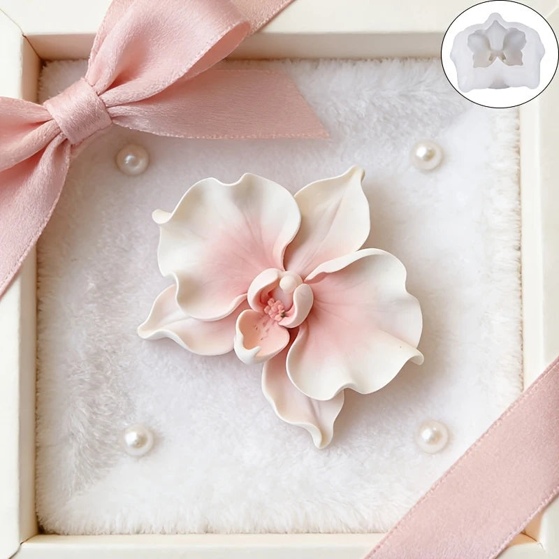 Compact Orchid Silicone Mold Realistic Soft Delicate Petal Folds Texture for Candle Soap Craft Making Mould Oasis Select