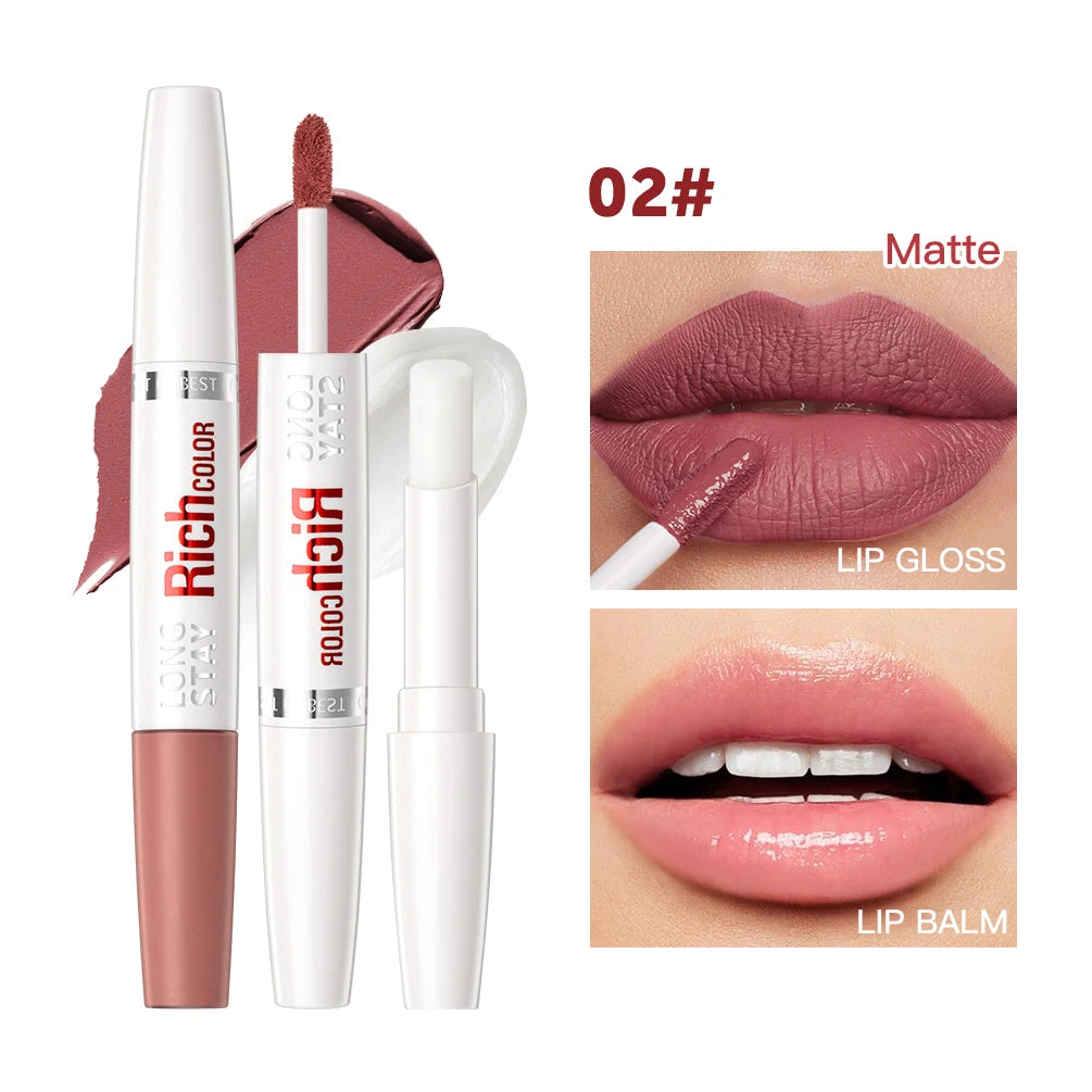 QiBest 8-Color Matte Liquid Lipstick & Hydrating Lip Balm Duo