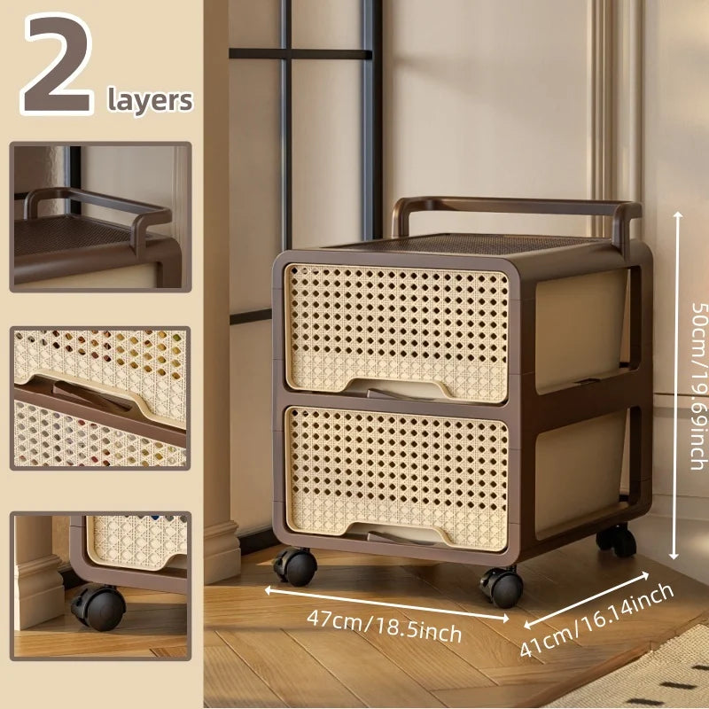 Large Capacity Storage Cart, Multi-Grid Assemblable Cabinet, Clothing Storage Organizer, Space-Saving Home Storage Bin Oasis Select X-Large 2-Tier