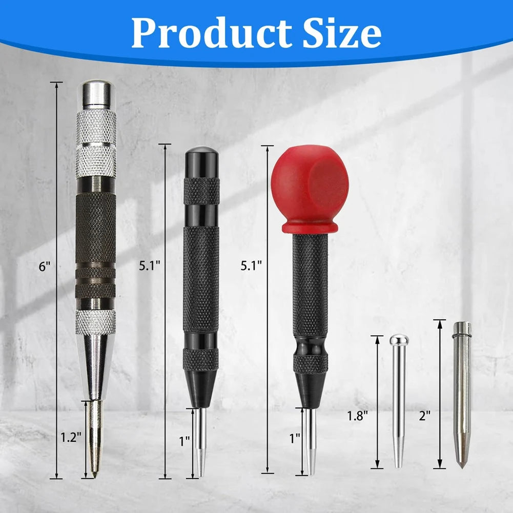 LIKE WISH Adjustable 6In/5In Automatic Center Punch For Precision Hole Punching In Metal, Wood, Glass Oasis Select
