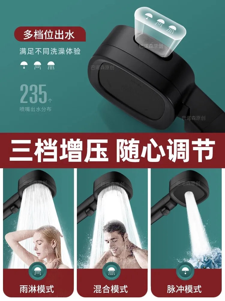 New 3 Modes High Pressure Shower Head Water Saving Shower Adjustable One-Key Stop Water Massage Sprayer Bathroom Accessories Oasis Select