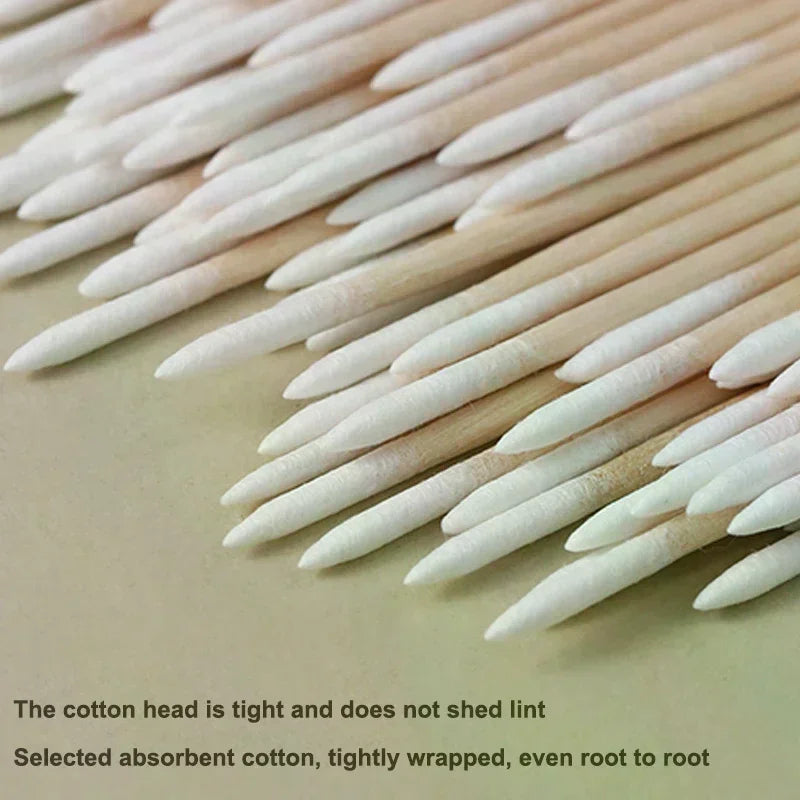 100pcs Micro Wood Cotton Swab Eyelash Extension Tools Tatoo Microblading Cleaning Wooden Sticks Cosmetic Cotton Brush Buds Tip Oasis Select