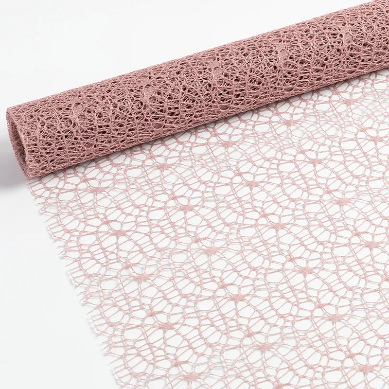 50cm 5yards Flower Wrapping Gauze Bouquet Wrapping Lace Jacquard Net Flower Pattern Mesh Floral Wrapping Paper Valentine's Day Oasis Select Khaki