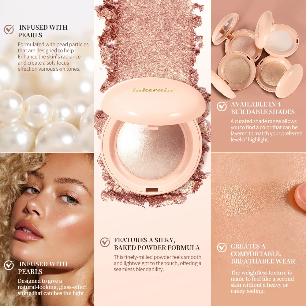 Long-lasting Waterproof Fine Shimmer Highlighter Powder Natural Glossy Effect Brighten Contouring Glitter Modify Face Cosmetics Oasis Select