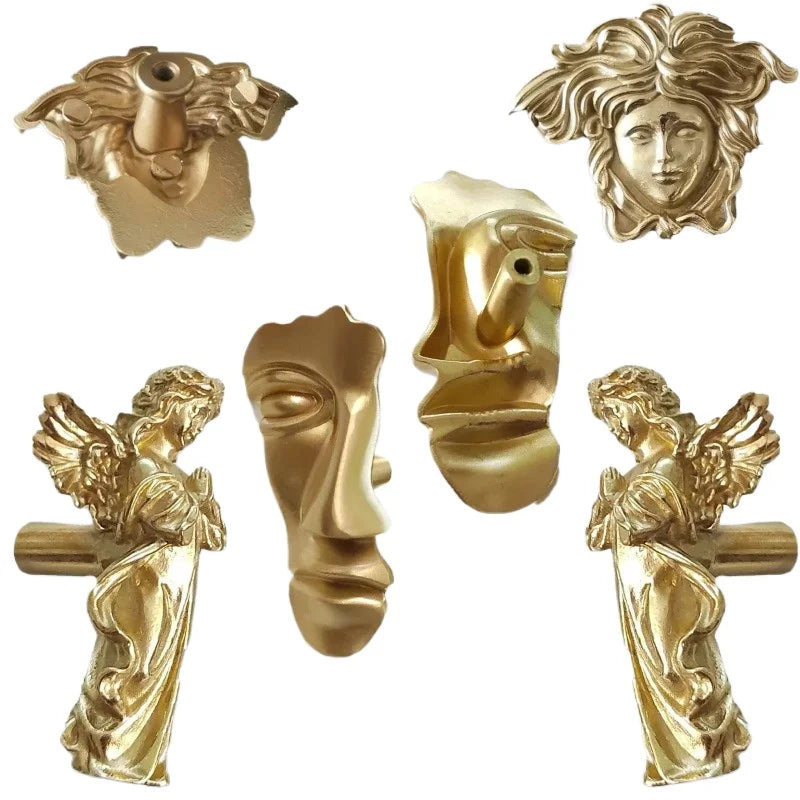 Chinese Style Pure Copper Drawer Cabinet Door Handle Shoe Cabinet Handle European Style Character Design Handle Oasis Select