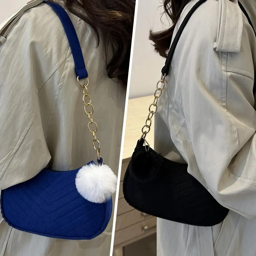 Mini Women Shoulder Bags Fashion Felt Women's Bag Design Advanced Underarm Handbags Mini Saddle Bag Oasis Select