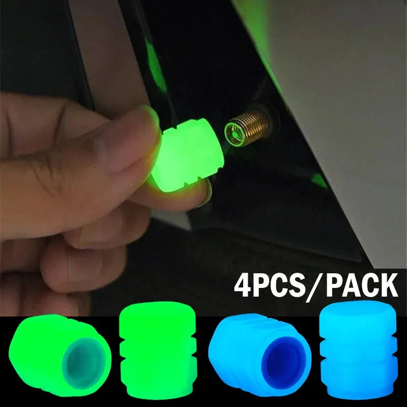 4-24PC Luminous Valve Caps Fluorescent Red Night Glowing Car Motorcycle Bicycle Wheel Styling Tyre Hub Universal Cap Decor 20Pcs Oasis Select