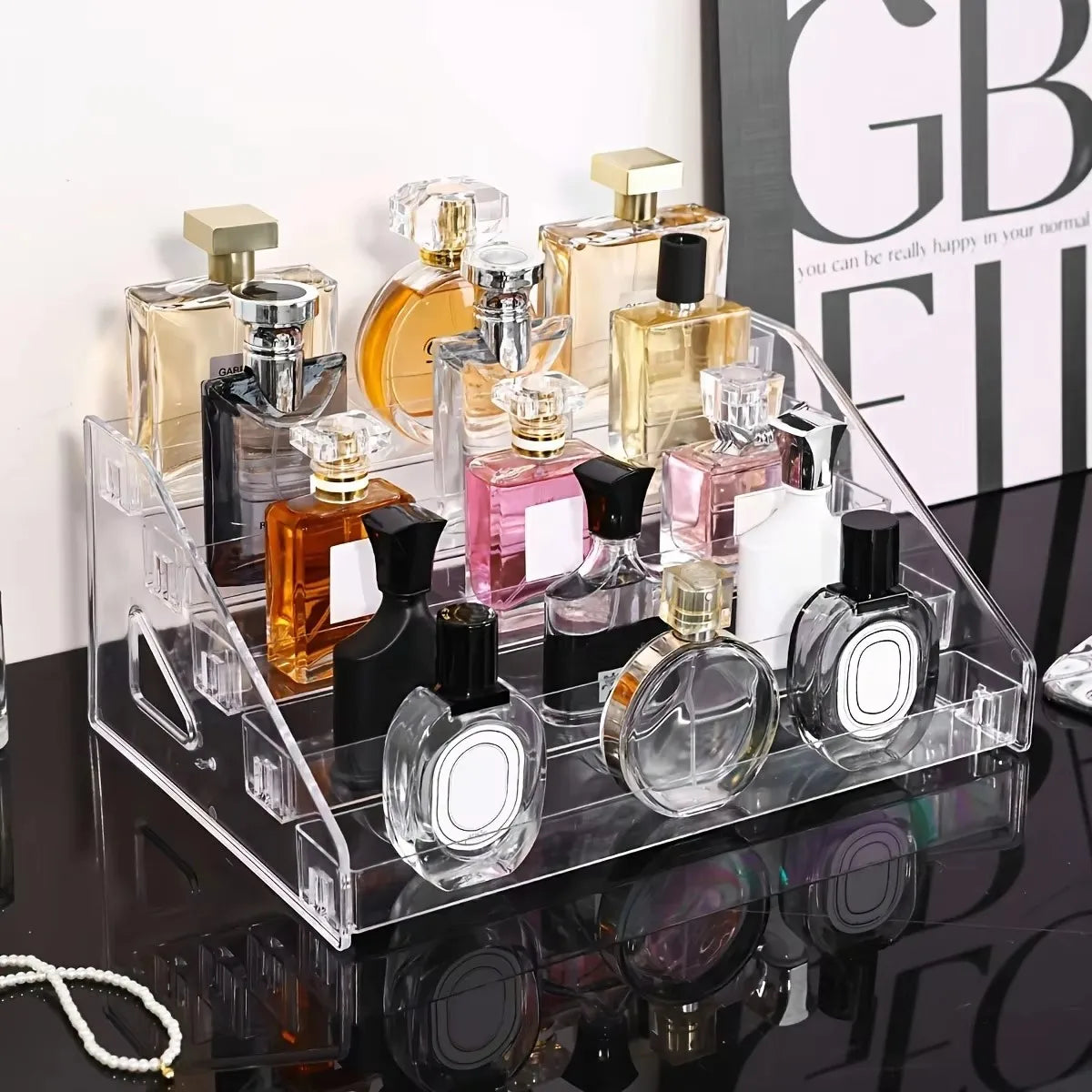 1pc Acrylic multilayer ladder transparent perfume display shelf Cosmetics store display shelf is suitable for lipstick organizer Oasis Select