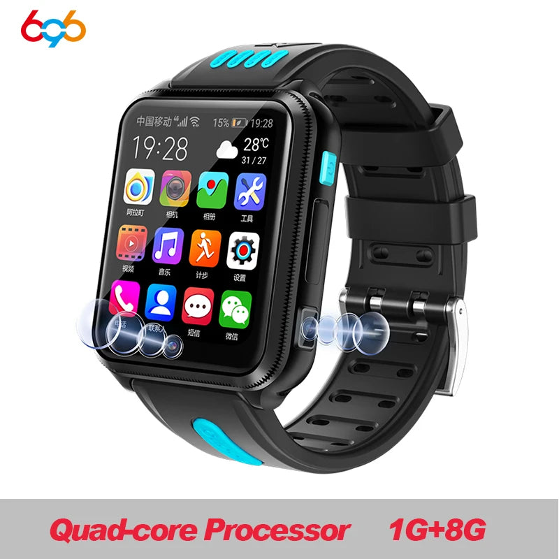 H1/W5 4G GPS Wifi location Student/Kids Smart Watch Phone android system clock app install Bluetooth Smartwatch 4G SIM Card Gift Oasis Select ALDH1 8G bk blue Add 32G TF Card