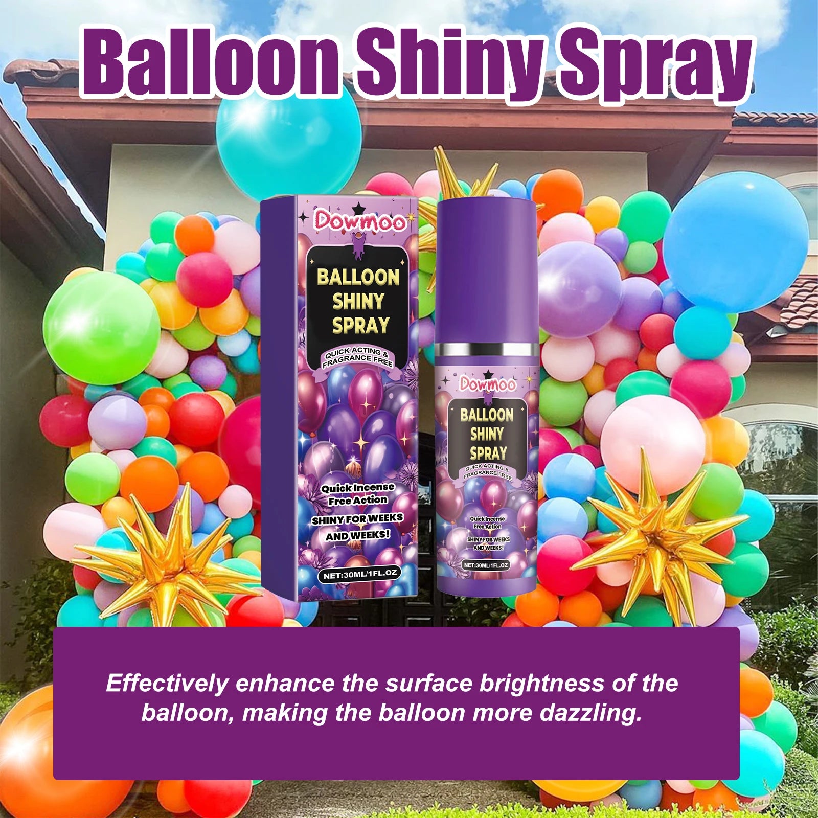 Balloon Shine Spray Gloss Enhancer Anti Oxidation Long Lasting Brightening Latex Balloon Party Decoration Quick Effect Oasis Select