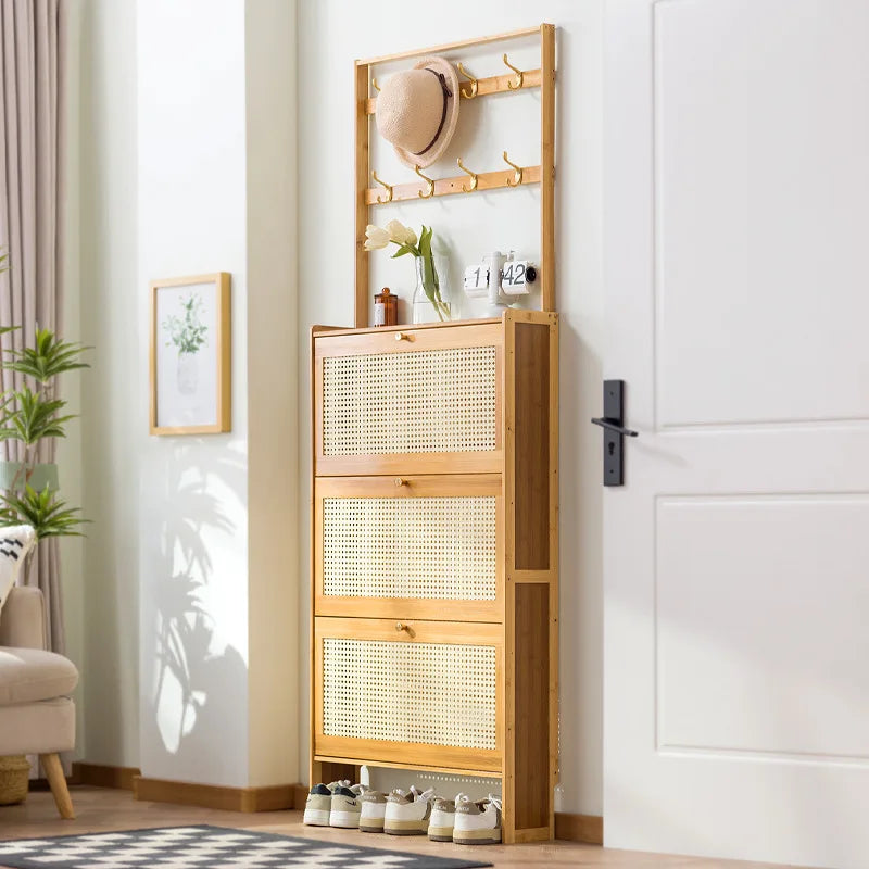 Ultra-thin shoe cabinet household door tipping bucket shoe rack large capacity entrance door entrance storage simple cabinet Oasis Select