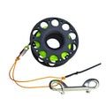 30M Scuba Diving Spool Finger Reel with Stainless Steel double ended hook Tech Snorkeling Equipment Cave Wreck Guide Line Reel Oasis Select Black Green Line